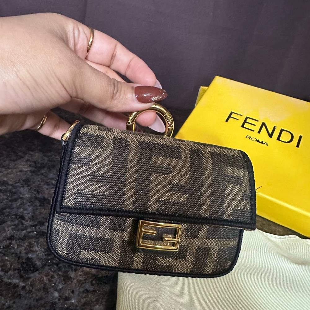 Fendi FF Zucca Mini Crossbody Bag | Gold Chain | With Box